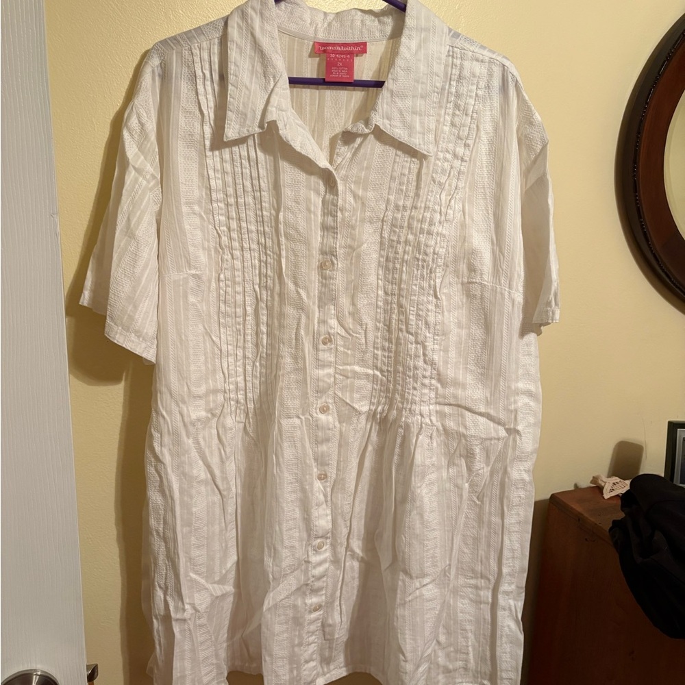 Woman Within Cream Textured Blouse